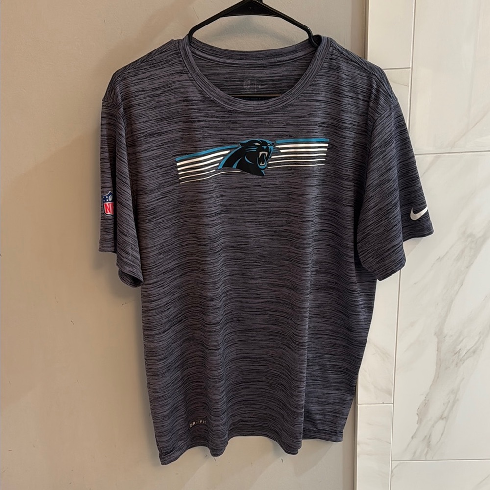 Carolina Panthers Nike dry fit Gray Short Sleeve Tees Athletic Style